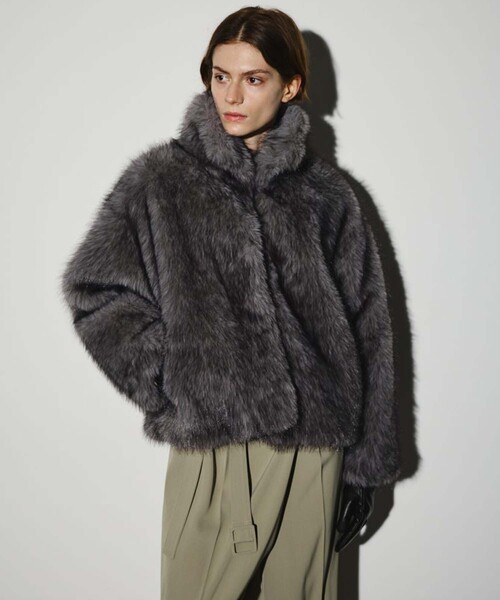 入手困難！　リムアーク　ドルマンフェイクファーコート　RIM•ARK RIM.ARK/リムアーク】High collar faux fur jacket/ハイカラーフェイク