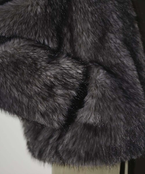 RIM.ARK/リムアーク】High collar faux fur jacket/ハイカラーフェイク