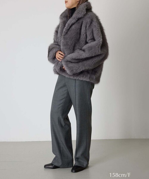 RIM.ARK/リムアーク】High collar faux fur jacket/ハイカラーフェイク
