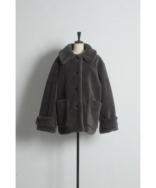 &. NOSTALGIA（アンドドットノスタルジア）の「テディボアステンカラーコート（ステンカラーコート・レディース・チャコールグレー/ライトベージュ・M）」の20枚目の写真