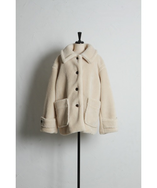 &. NOSTALGIA（アンドドットノスタルジア）の「テディボアステンカラーコート（ステンカラーコート・レディース・チャコールグレー/ライトベージュ・M）」の21枚目の写真