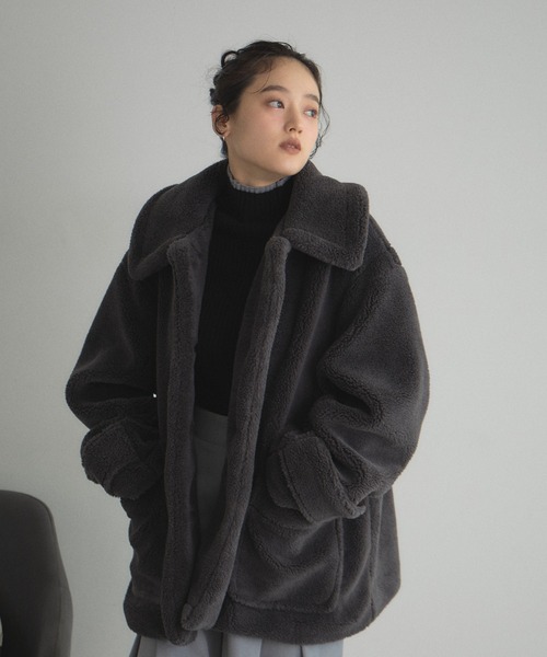 &. NOSTALGIA（アンドドットノスタルジア）の「テディボアステンカラーコート（ステンカラーコート・レディース・チャコールグレー/ライトベージュ・M）」の15枚目の写真