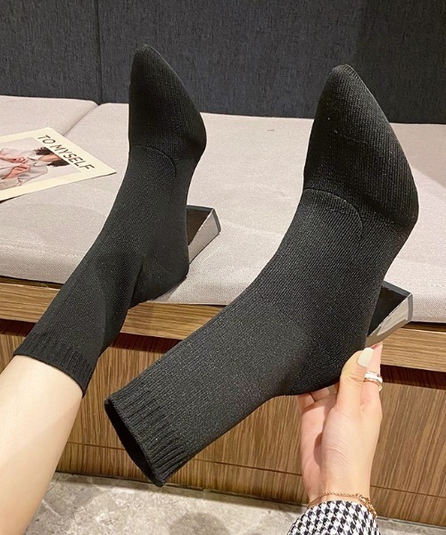yuue' ( wear )(ユーイ)の「チャンキーヒールソックスブーツ(ブーツ・レディース・ブラック・23.5cm/24.5cm)」の10枚目の写真