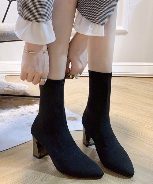 yuue' ( wear )(ユーイ)の「チャンキーヒールソックスブーツ(ブーツ・レディース・ブラック・23.5cm/24.5cm)」の18枚目の写真