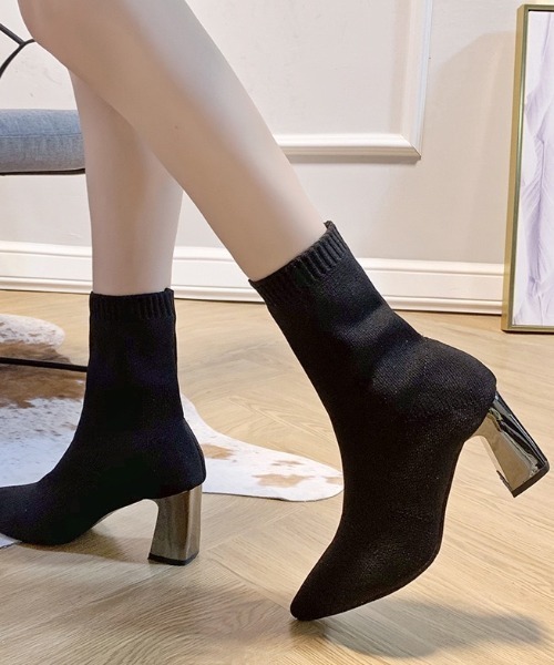 yuue' ( wear )(ユーイ)の「チャンキーヒールソックスブーツ(ブーツ・レディース・ブラック・23.5cm/24.5cm)」の13枚目の写真