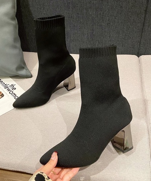yuue' ( wear )(ユーイ)の「チャンキーヒールソックスブーツ(ブーツ・レディース・ブラック・23.5cm/24.5cm)」の7枚目の写真
