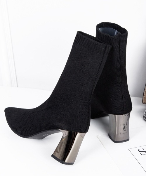 yuue' ( wear )(ユーイ)の「チャンキーヒールソックスブーツ(ブーツ・レディース・ブラック・23.5cm/24.5cm)」の3枚目の写真