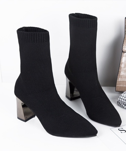 yuue' ( wear )(ユーイ)の「チャンキーヒールソックスブーツ(ブーツ・レディース・ブラック・23.5cm/24.5cm)」の4枚目の写真