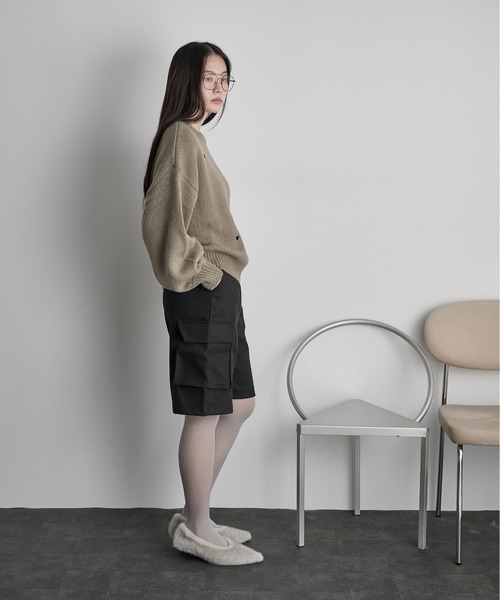 THE YOn(ザヨン)の「ウールライクカーゴハーフパンツ(カーゴパンツ・レディース・ブラウン/ブラック/チャコールグレー・FREE)」の10枚目の写真