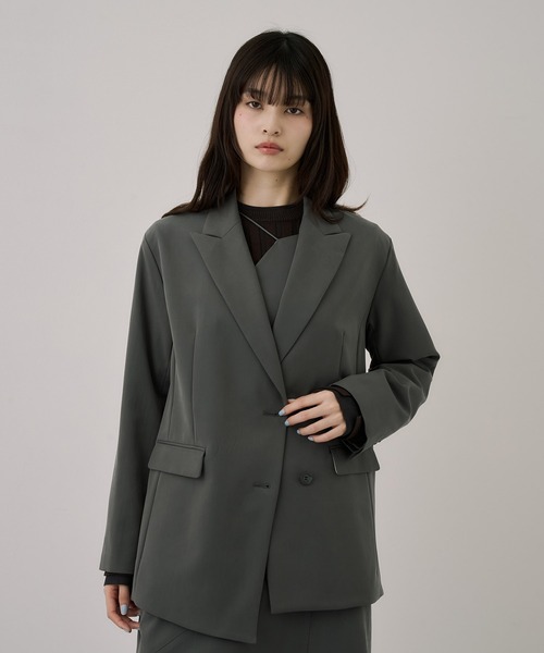 UNITED TOKYO（ユナイテッドトウキョウ）の「フィブリルテーラードジャケット｜ウォッシャブル/セットアップ/オフィスカジュアル/オケージョン/ストレッチ/冬服（テーラードジャケット・レディース・グレー/ブラック・1/2）」の15枚目の写真