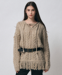 v tassel knit ops [beige]