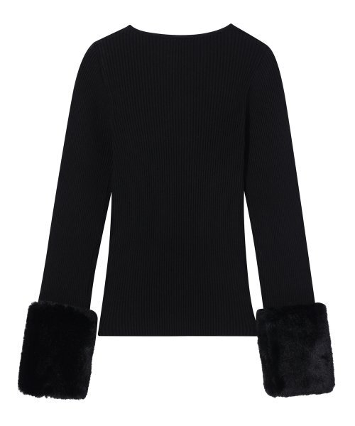 YOUHEE（ユヒ）の「FUR TRIMMING LONG SLEEVE KNIT BLACK（ニット/セーター・レディース・その他・FREE）」の3枚目の写真