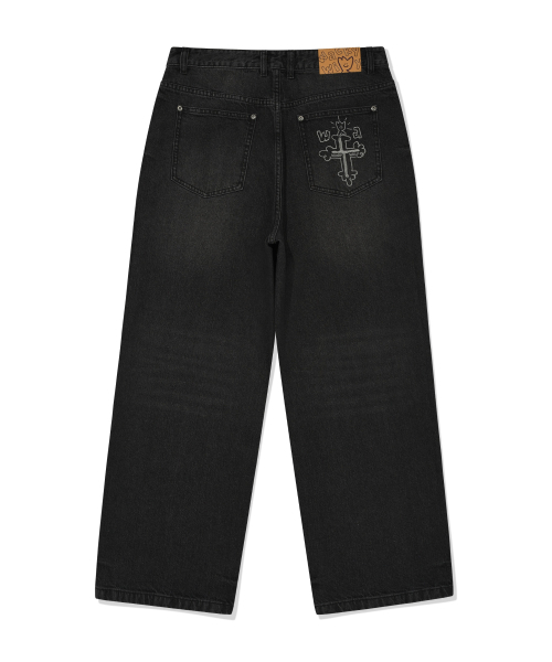 Wacky WiLLy(ワッキーウィリー)の「ベーシックワイドデニムパンツブラック(デニムパンツ・レディース・その他・SMALL/MEDIUM/LARGE/X-LARGE)」の3枚目の写真