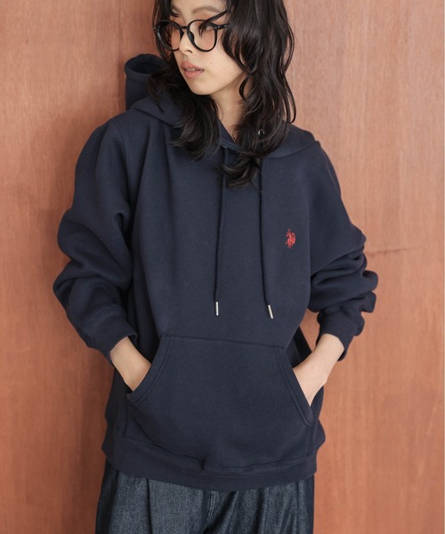 U.S. POLO ASSN.(ユーエスポロアッスン)の「U.S. POLO ASSN. ワンポイント刺繍ロゴ裏起毛フーディ(スウェット・レディース・ライトグレー/ブラック/ネイビー/チャコール・フリー)」の4枚目の写真