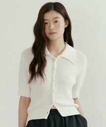 open collar cotton knit-ivory
