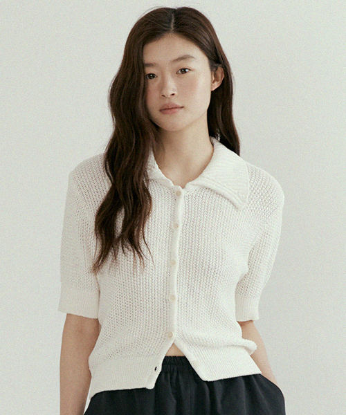 LINGSEOUL(リングソウル)の「open collar cotton knit-ivory(ニット/セーター・レディース・その他・FREE)」の1枚目の写真