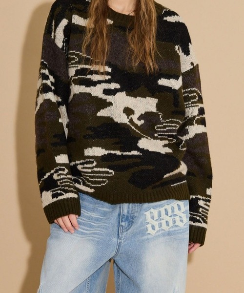 セール】【UNISEX】HOODHOOD／エイリアンカモフラージュニット（ニット