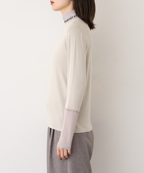 Miunelora(ミューネローラ)の「Miunelora フロッキーロゴチュール切替インナープルオーバー(Tシャツ/カットソー・レディース・ベージュ/ブラック/チャコールグレー・38)」の15枚目の写真