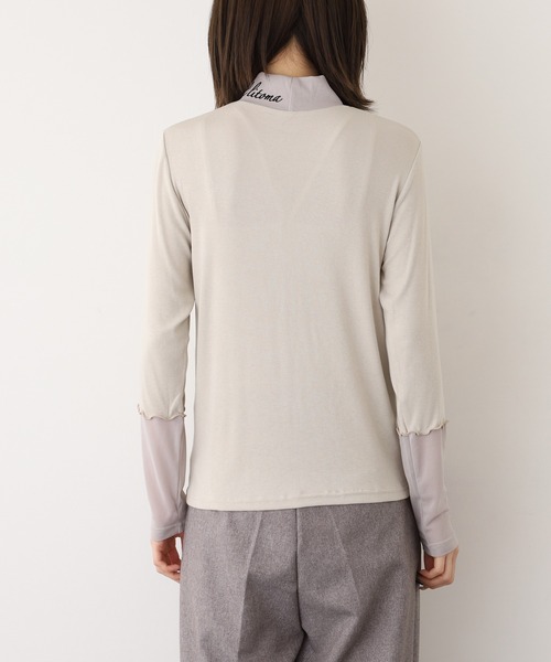 Miunelora(ミューネローラ)の「Miunelora フロッキーロゴチュール切替インナープルオーバー(Tシャツ/カットソー・レディース・ベージュ/ブラック/チャコールグレー・38)」の16枚目の写真