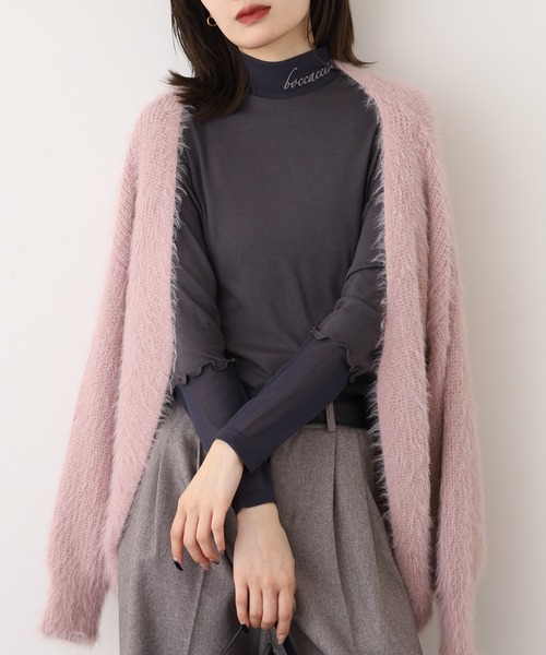 Miunelora(ミューネローラ)の「Miunelora フロッキーロゴチュール切替インナープルオーバー(Tシャツ/カットソー・レディース・ベージュ/ブラック/チャコールグレー・38)」の8枚目の写真