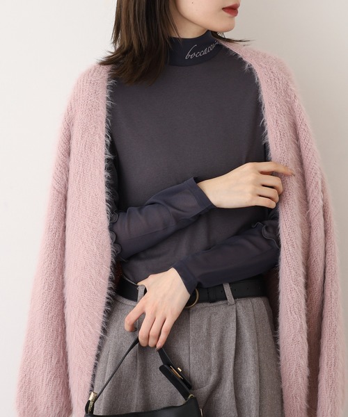 Miunelora(ミューネローラ)の「Miunelora フロッキーロゴチュール切替インナープルオーバー(Tシャツ/カットソー・レディース・ベージュ/ブラック/チャコールグレー・38)」の9枚目の写真
