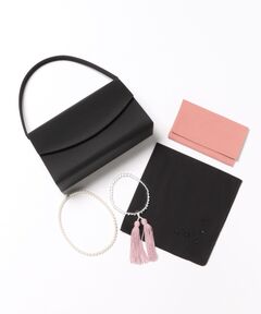 【喪服・礼服用】ブラックフォーマル雑貨・5点セット/バッグ・念珠・ふくさ・ネックレス・ハンカチ