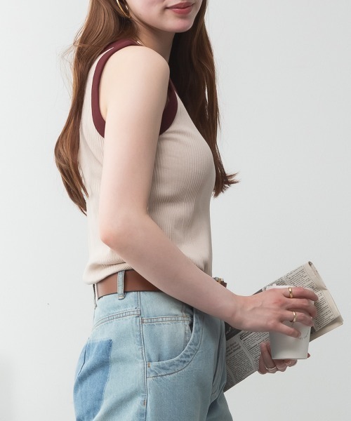 aity(アイティ)の「ランダムリブタンクトップ コットン100% 夏服(タンクトップ・レディース・ブラック/ホワイト/バーガンディー/ネイビー・M/L/LL)」の1枚目の写真