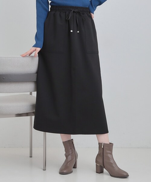 SHOO・LA・RUE（シューラルー）の「【あったか/S-LL】ベイカー風スカート（スカート・レディース・ブラック/オリーブ/ダークブラウン・01/02/03/04）」の2枚目の写真