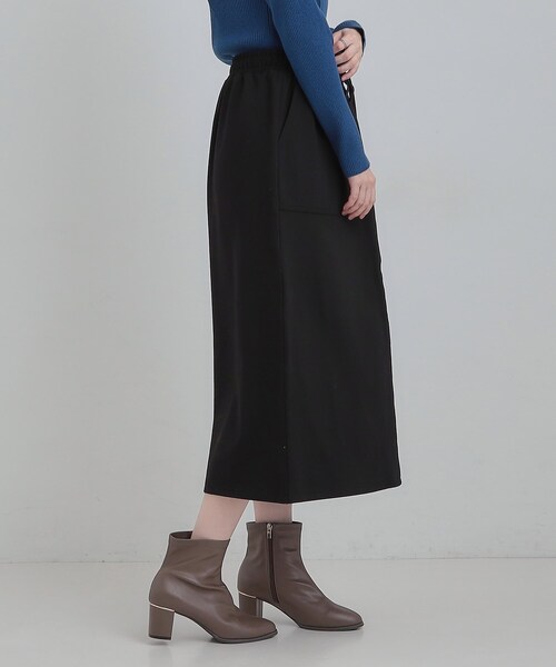 SHOO・LA・RUE（シューラルー）の「【あったか/S-LL】ベイカー風スカート（スカート・レディース・ブラック/オリーブ/ダークブラウン・01/02/03/04）」の4枚目の写真