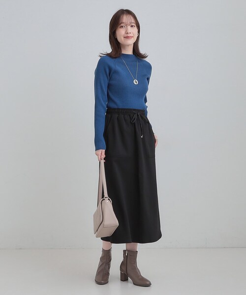 SHOO・LA・RUE（シューラルー）の「【あったか/S-LL】ベイカー風スカート（スカート・レディース・ブラック/オリーブ/ダークブラウン・01/02/03/04）」の6枚目の写真