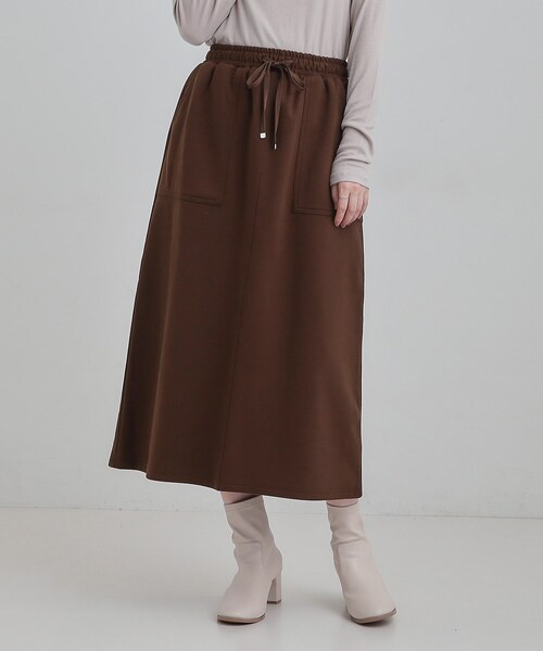 SHOO・LA・RUE（シューラルー）の「【あったか/S-LL】ベイカー風スカート（スカート・レディース・ブラック/オリーブ/ダークブラウン・01/02/03/04）」の12枚目の写真