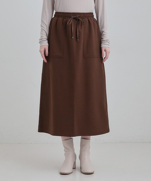 SHOO・LA・RUE（シューラルー）の「【あったか/S-LL】ベイカー風スカート（スカート・レディース・ブラック/オリーブ/ダークブラウン・01/02/03/04）」の16枚目の写真