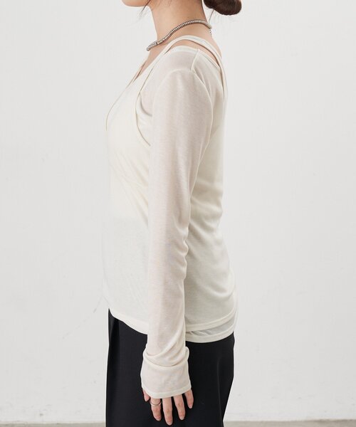 SHENERY（シーナリー）の「ビスチェレイヤードカットソー（Tシャツ/カットソー・レディース・オフホワイト/ブラック/グレー・FREE）」の5枚目の写真