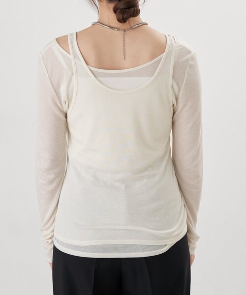 SHENERY（シーナリー）の「ビスチェレイヤードカットソー（Tシャツ/カットソー・レディース・オフホワイト/ブラック/グレー・FREE）」の6枚目の写真