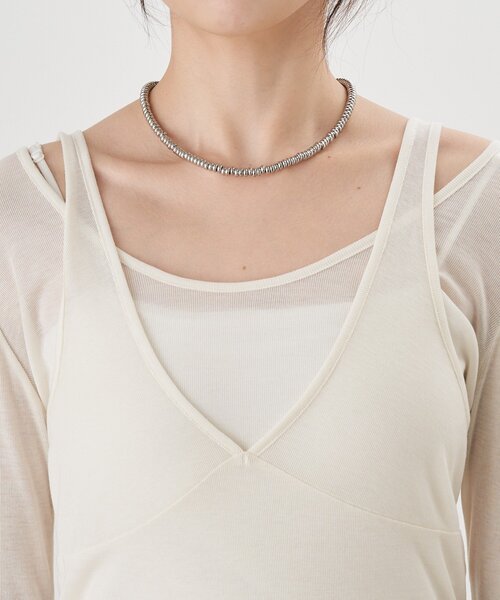 SHENERY（シーナリー）の「ビスチェレイヤードカットソー（Tシャツ/カットソー・レディース・オフホワイト/ブラック/グレー・FREE）」の7枚目の写真