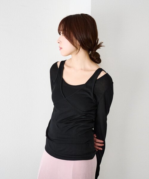 SHENERY（シーナリー）の「ビスチェレイヤードカットソー（Tシャツ/カットソー・レディース・オフホワイト/ブラック/グレー・FREE）」の10枚目の写真