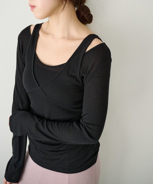 SHENERY（シーナリー）の「ビスチェレイヤードカットソー（Tシャツ/カットソー・レディース・オフホワイト/ブラック/グレー・FREE）」の13枚目の写真