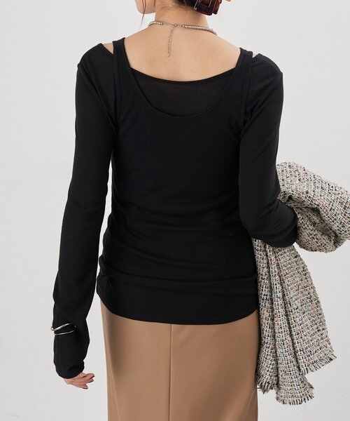 SHENERY（シーナリー）の「ビスチェレイヤードカットソー（Tシャツ/カットソー・レディース・オフホワイト/ブラック/グレー・FREE）」の19枚目の写真