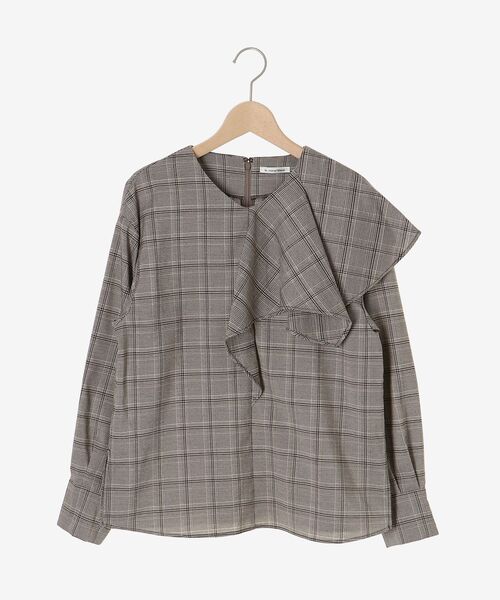 le.coeur blanc(ルクールブラン)の「アシメフリルケープチェックブラウス(シャツ/ブラウス・レディース・グレー系その他/ブラウン系その他2・38)」の3枚目の写真