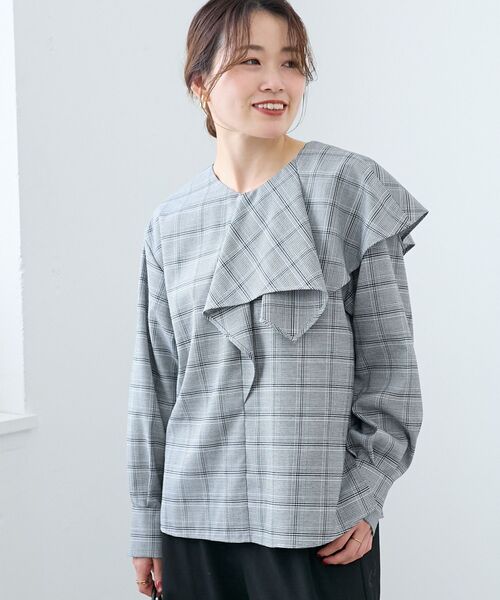 le.coeur blanc(ルクールブラン)の「アシメフリルケープチェックブラウス(シャツ/ブラウス・レディース・グレー系その他/ブラウン系その他2・38)」の17枚目の写真