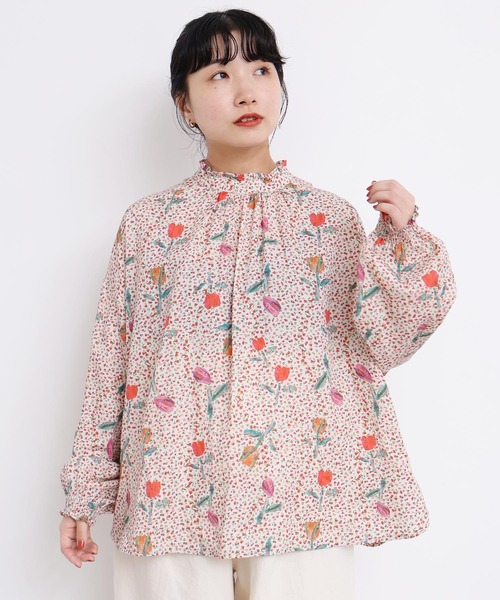 l'atelier du savon（アトリエドサボン）の「ちぎり絵のチューリッププリントブラウス（シャツ/ブラウス・レディース・レッド/グリーン・FREE）」の14枚目の写真