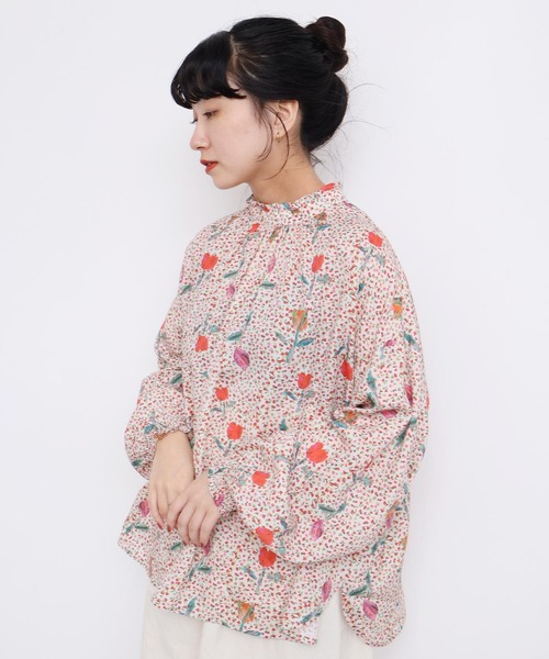 l'atelier du savon（アトリエドサボン）の「ちぎり絵のチューリッププリントブラウス（シャツ/ブラウス・レディース・レッド/グリーン・FREE）」の11枚目の写真