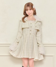 apres jour | 【セット着用可能】ファー付きツイードミニキャミワンピース(ワンピース)