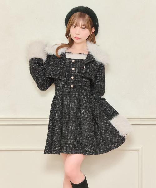 apres jour(アプレジュール)の「【セット着用可能】ファー付きツイードミニキャミワンピース(ワンピース・レディース・アイボリー/ピンクベージュ/ブラック/ボルドー・X-LARGE/フリー)」の22枚目の写真