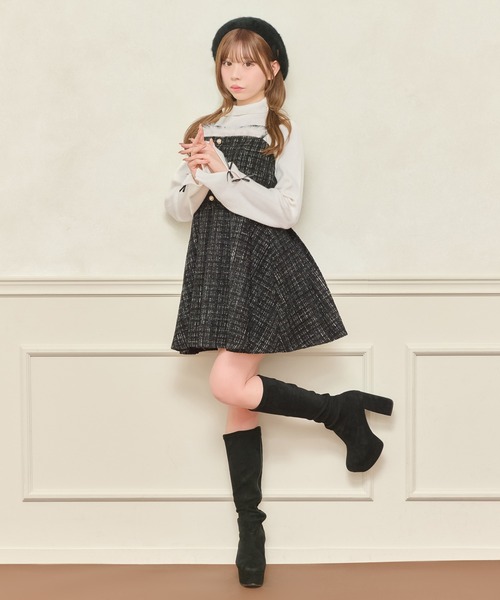 apres jour(アプレジュール)の「【セット着用可能】ファー付きツイードミニキャミワンピース(ワンピース・レディース・アイボリー/ピンクベージュ/ブラック/ボルドー・X-LARGE/フリー)」の21枚目の写真