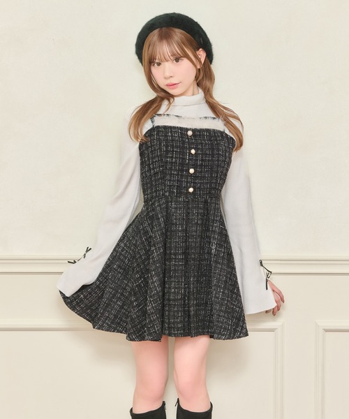 apres jour(アプレジュール)の「【セット着用可能】ファー付きツイードミニキャミワンピース(ワンピース・レディース・アイボリー/ピンクベージュ/ブラック/ボルドー・X-LARGE/フリー)」の17枚目の写真