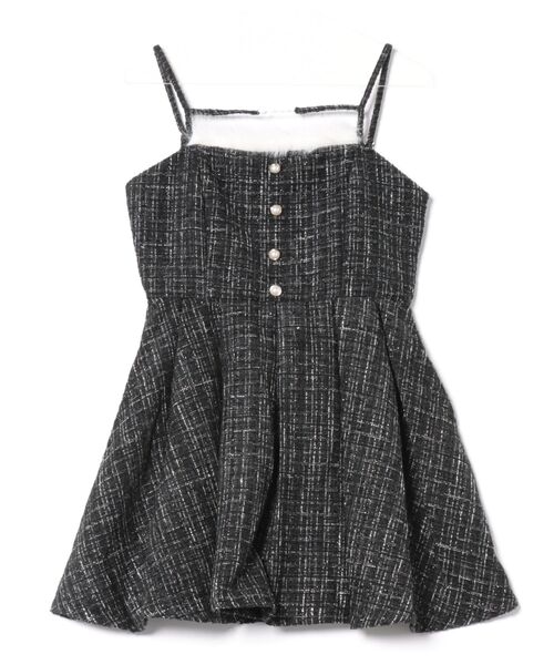 セット着用可能】ファー付きツイードミニキャミワンピース（ワンピース