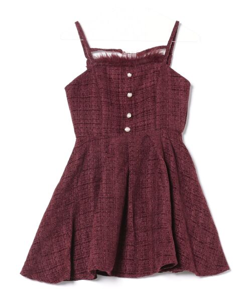 セット着用可能】ファー付きツイードミニキャミワンピース（ワンピース