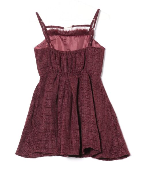 セット着用可能】ファー付きツイードミニキャミワンピースとジャケット