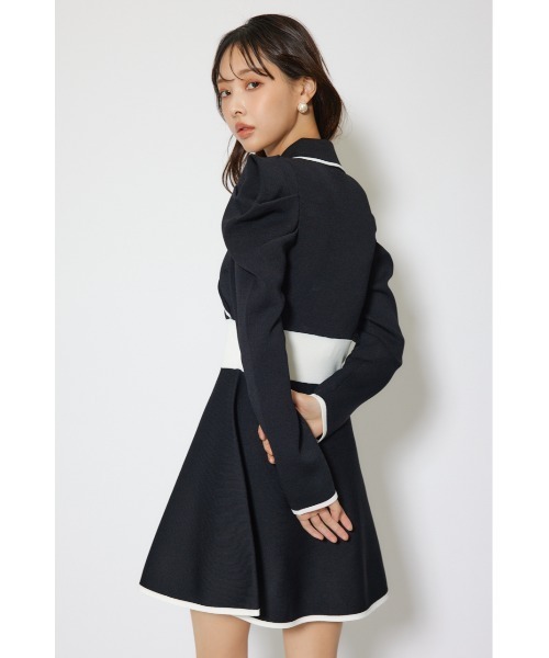 rienda(リエンダ)の「テーラードカラーミニフレアニットワンピース 冬服 春服(ワンピース・レディース・ライトブルー/ライトベージュ/ブラック・MEDIUM/SMALL)」の9枚目の写真